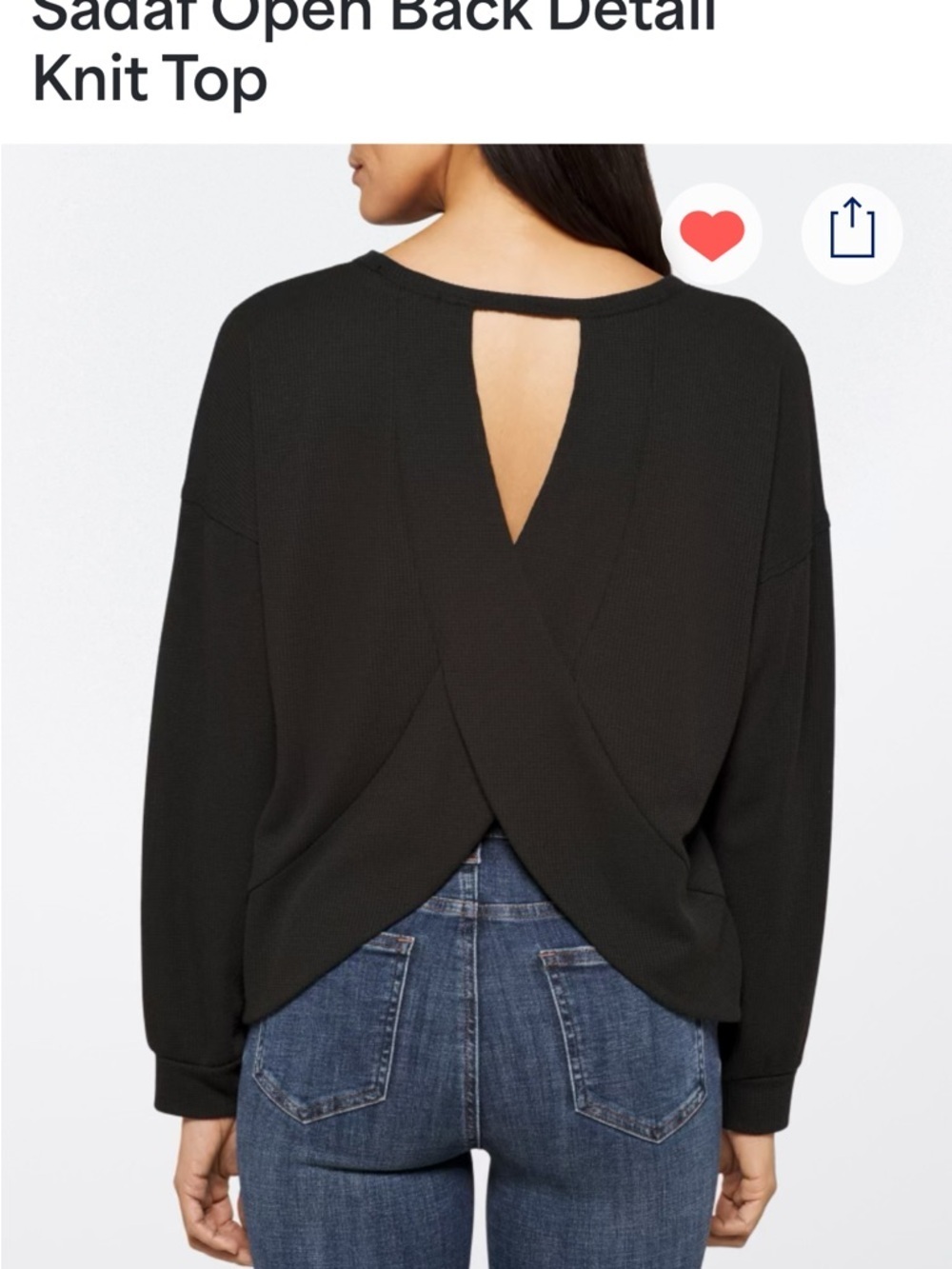 Kaileigh Black Open-Back Knit Sweatshirt - Picture 2 of 9